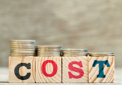 Cost written on wooden blocks